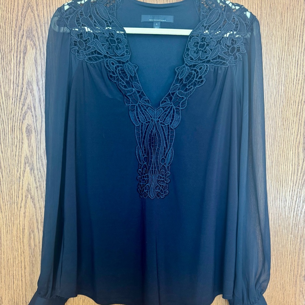 White House Black Market Black Lace Blouse